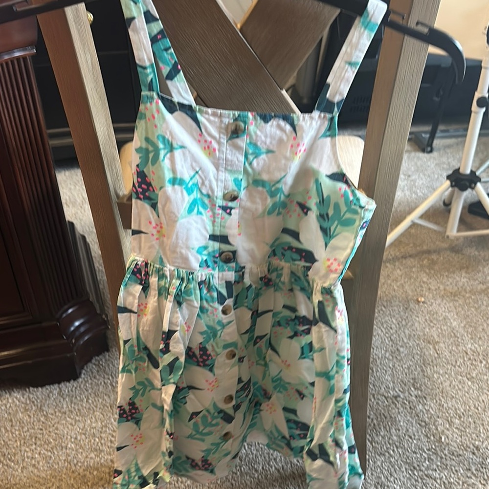 Cat & Jack Floral Button-Down Dress - White and Green